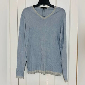 Robert Barakett V Neck Long Sleeve Cotton Sweater Pullover
